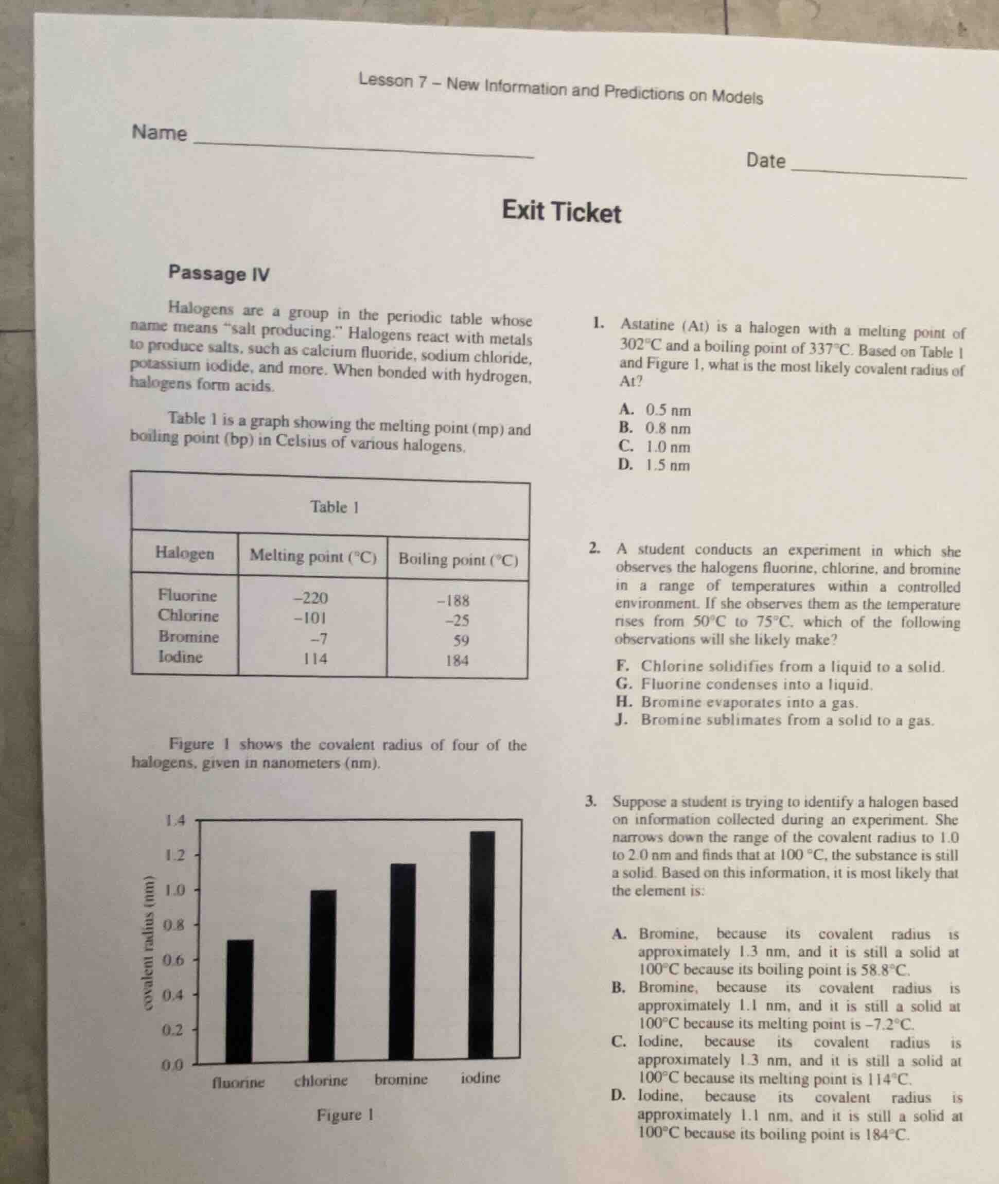 lesson 7 - new information and predictions on models name _____________…