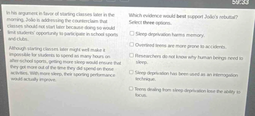 in his argument in favor of starting classes later in the morning, joão…