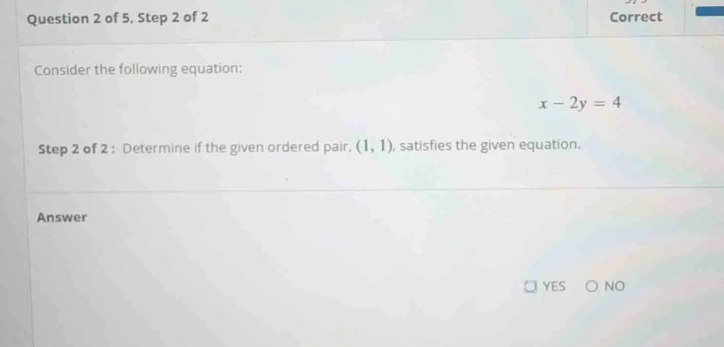 question 2 of 5, step 2 of 2 correct consider the following equation: $…