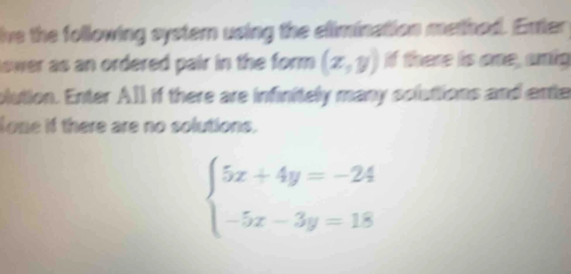 solve the following system using the elimination method. enter your ans…