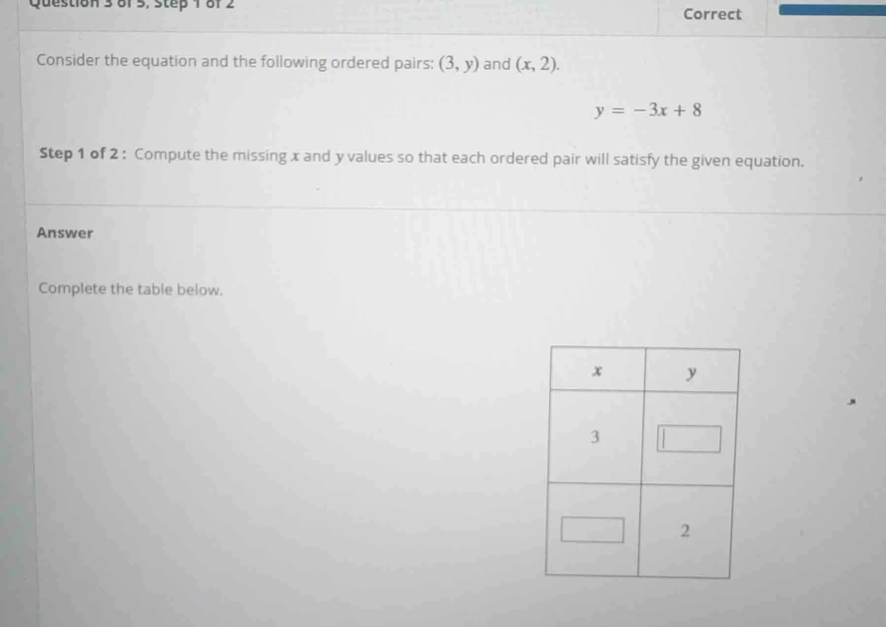 question 3 of 5, step 1 of 2 correct consider the equation and the foll…