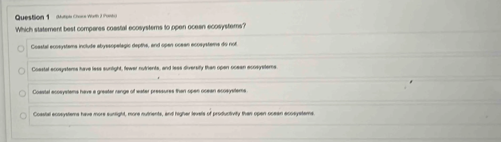 question 1 (multiple choice worth 2 points)which statement best compare…
