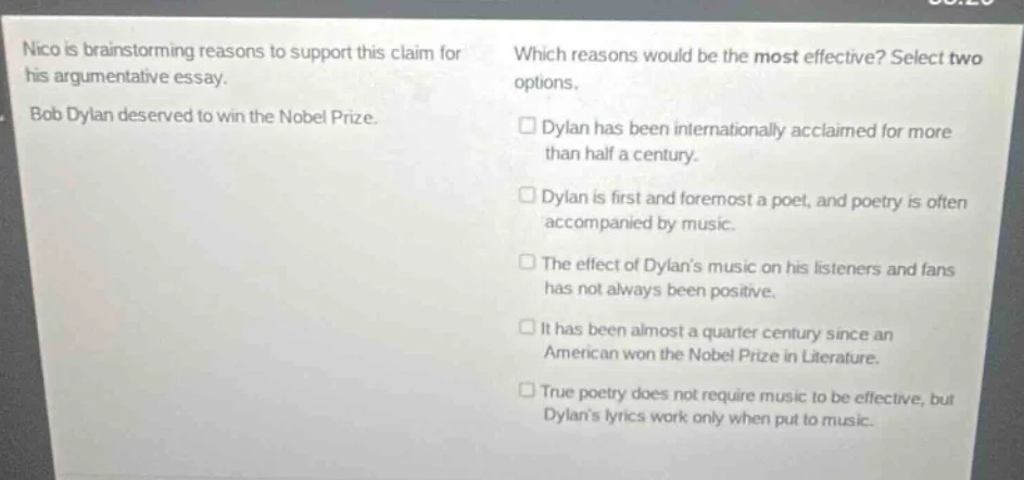 nico is brainstorming reasons to support this claim for his argumentati…