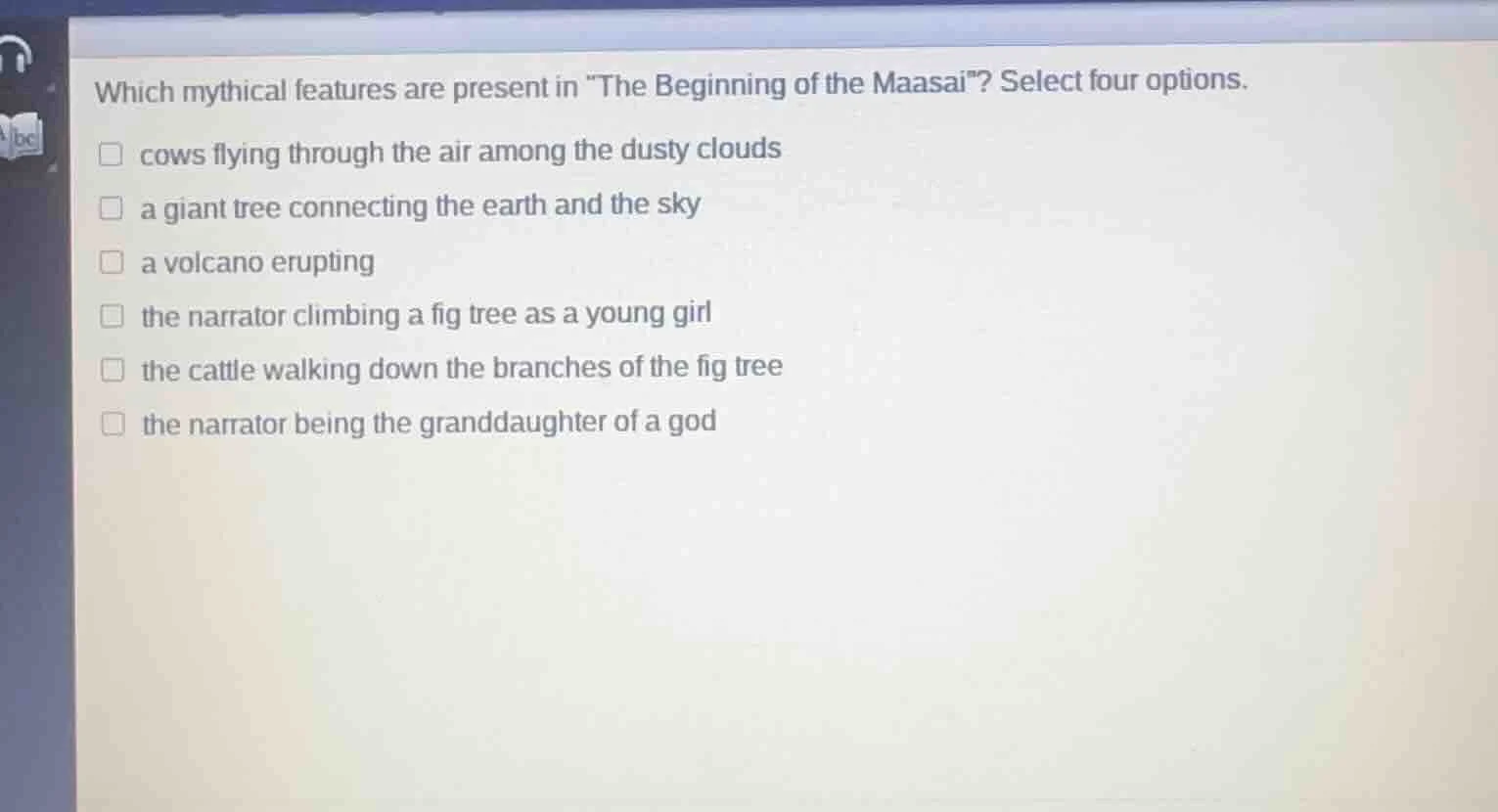 which mythical features are present in \the beginning of the maasai\? s…