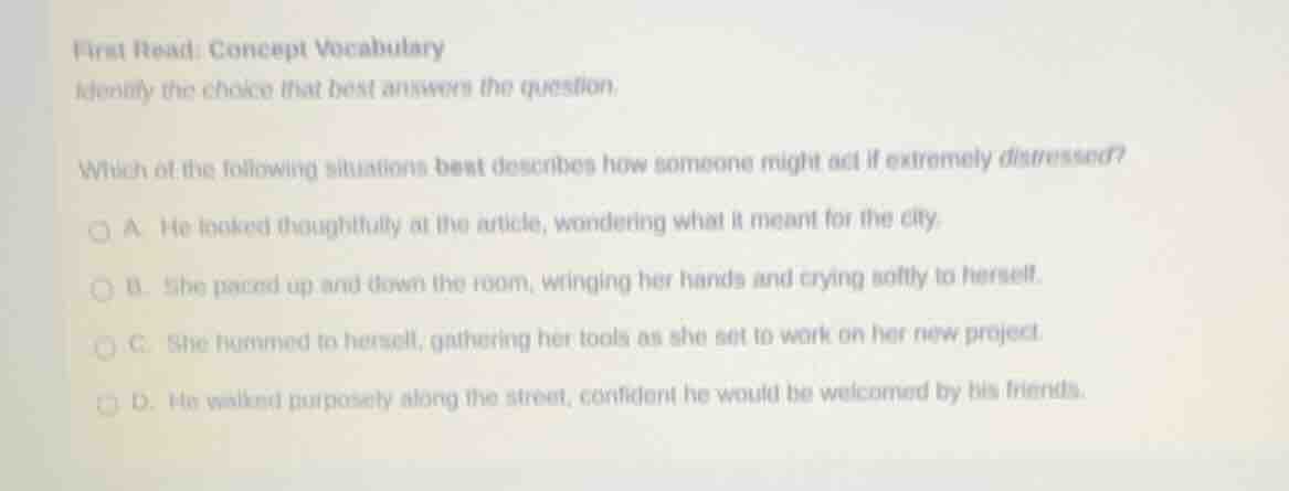 first read: concept vocabulary identify the choice that best answers th…