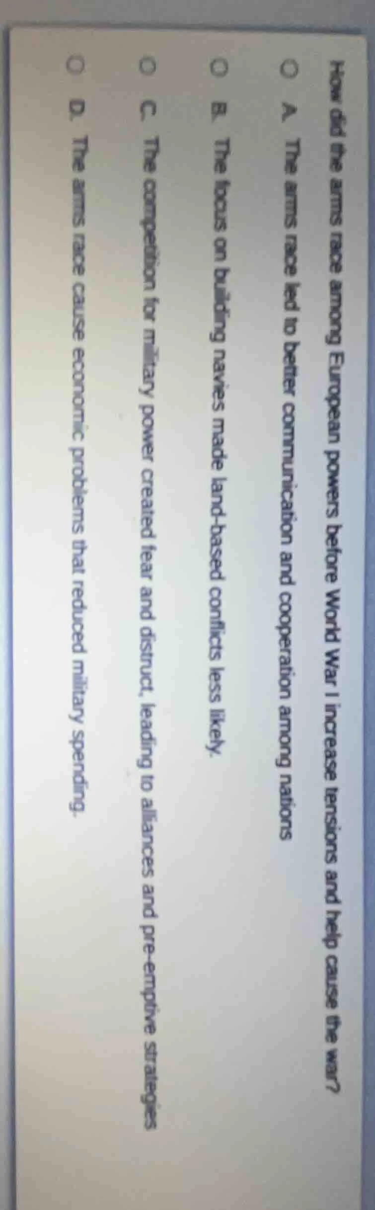 how did the arms race among european powers before world war i increase…