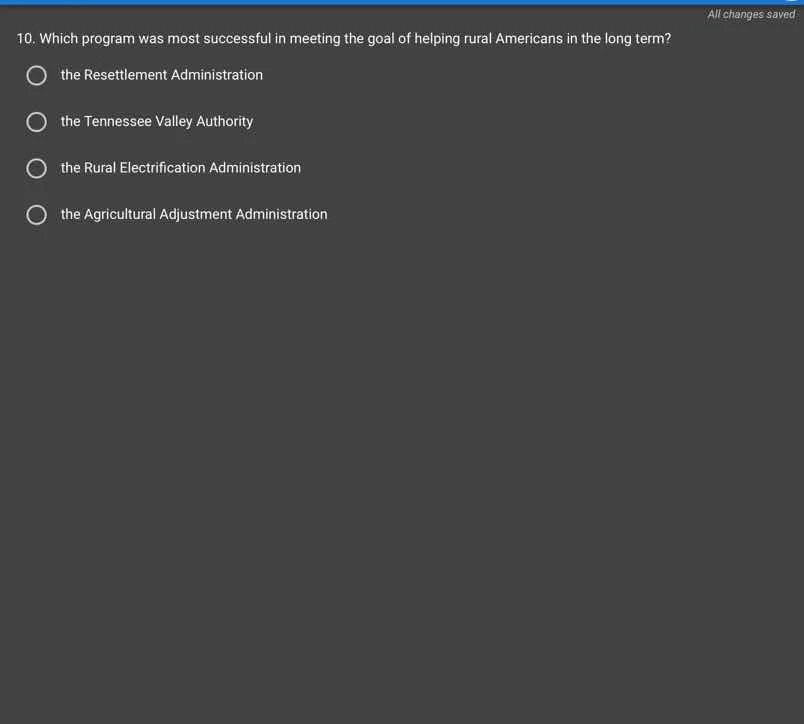 10. which program was most successful in meeting the goal of helping ru…