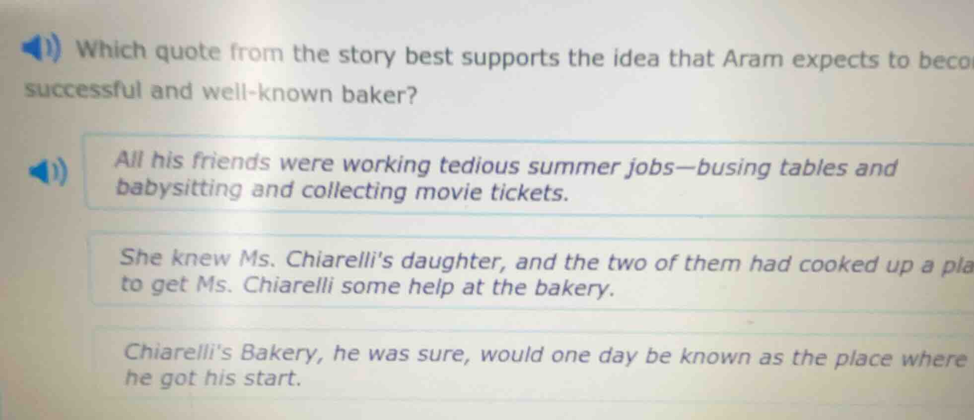 1) which quote from the story best supports the idea that aram expects …