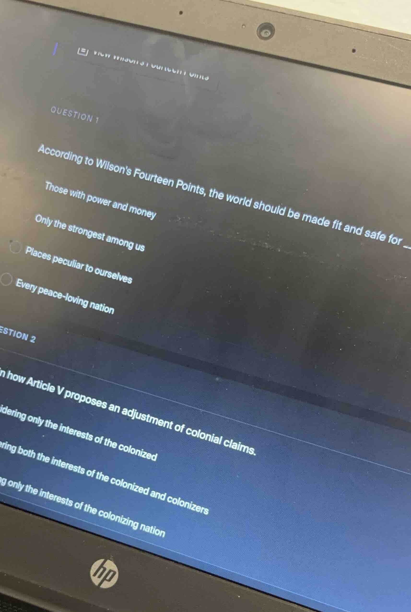 question 1 according to wilsons fourteen points, the world should be ma…