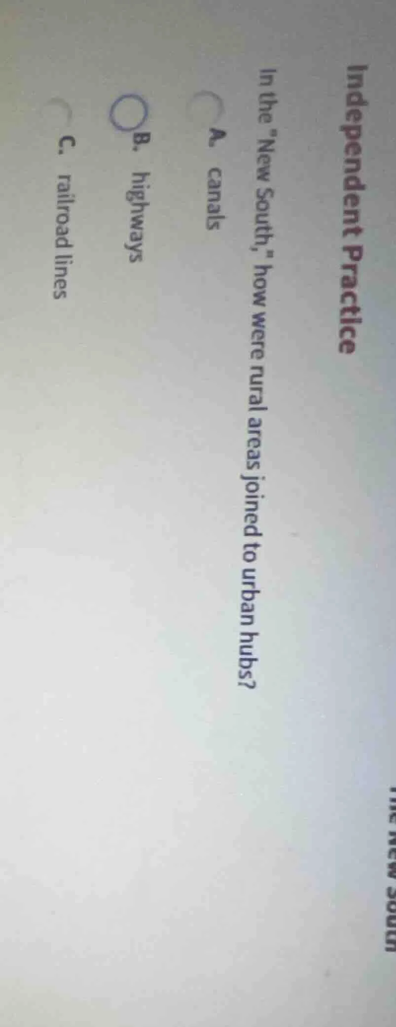 independent practice in the ew south,\ how were rural areas joined to u…