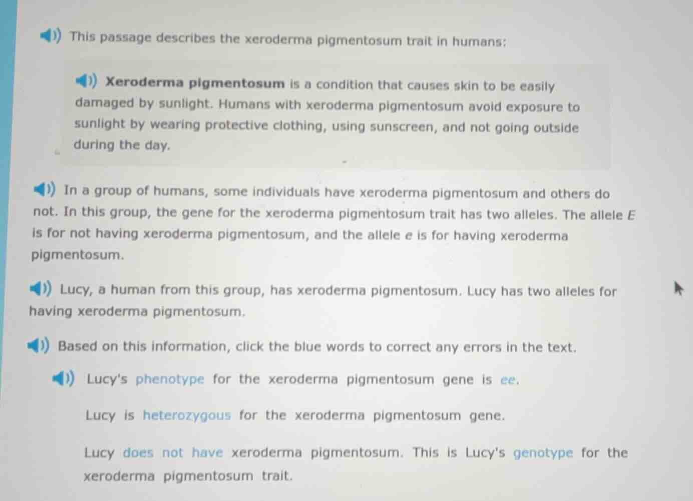 this passage describes the xeroderma pigmentosum trait in humans:xerode…