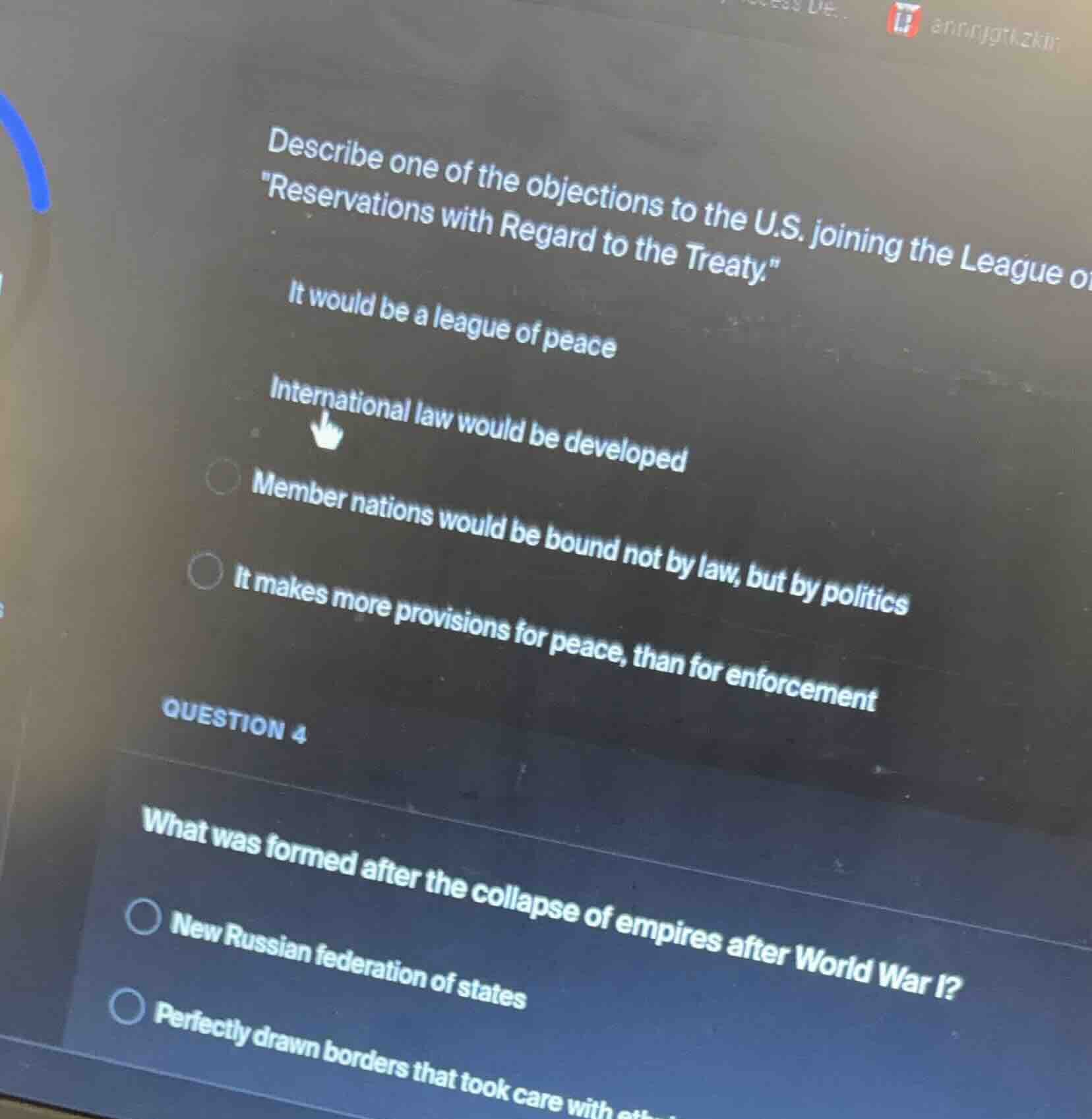 describe one of the objections to the u.s. joining the league of eserva…