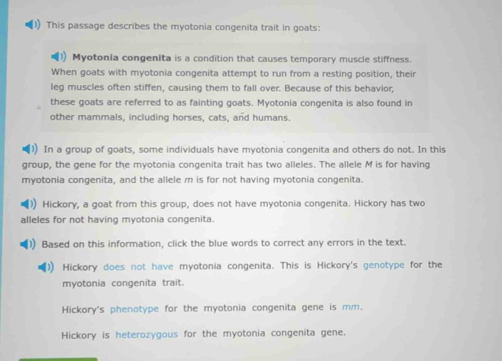 this passage describes the myotonia congenita trait in goats: myotonia …