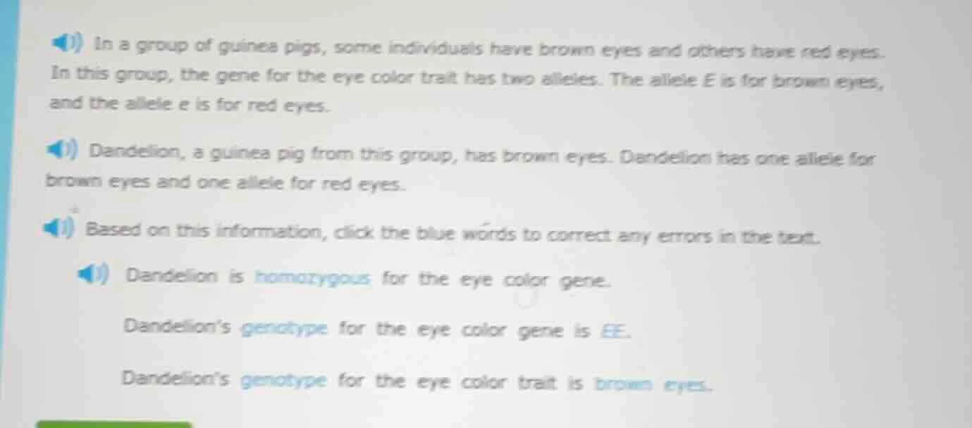 1) in a group of guinea pigs, some individuals have brown eyes and othe…