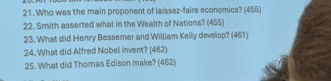 21. who was the main proponent of laissez-faire economics? (455) 22. sm…
