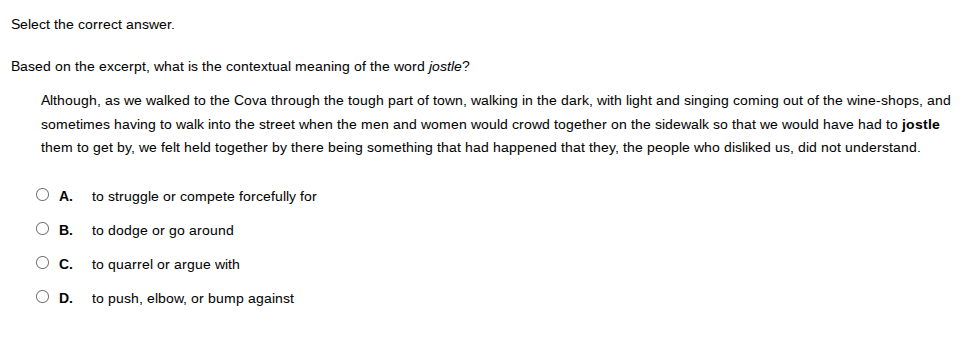 select the correct answer. based on the excerpt, what is the contextual…