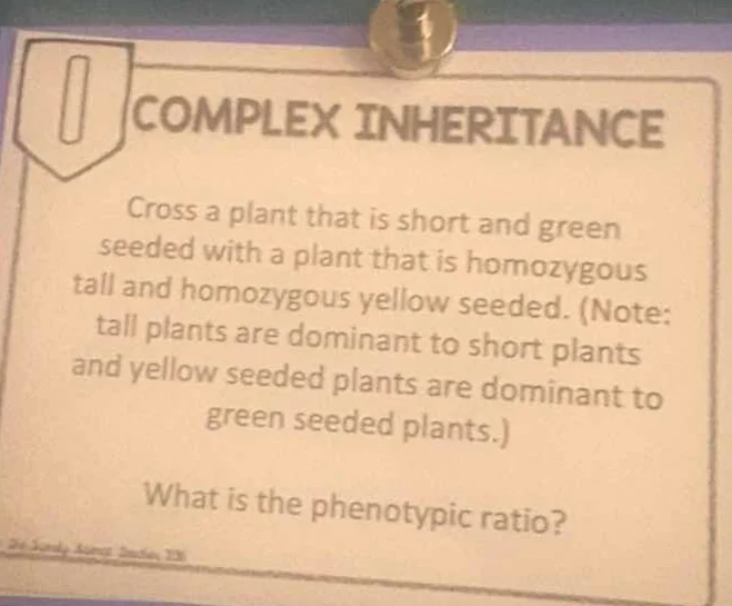 complex inheritance cross a plant that is short and green seeded with a…