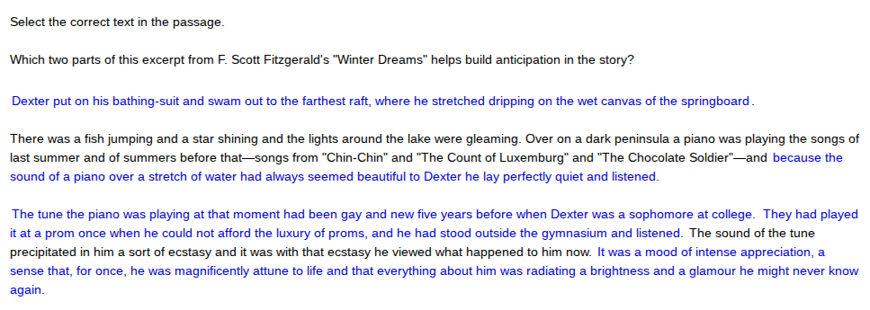 select the correct text in the passage. which two parts of this excerpt…