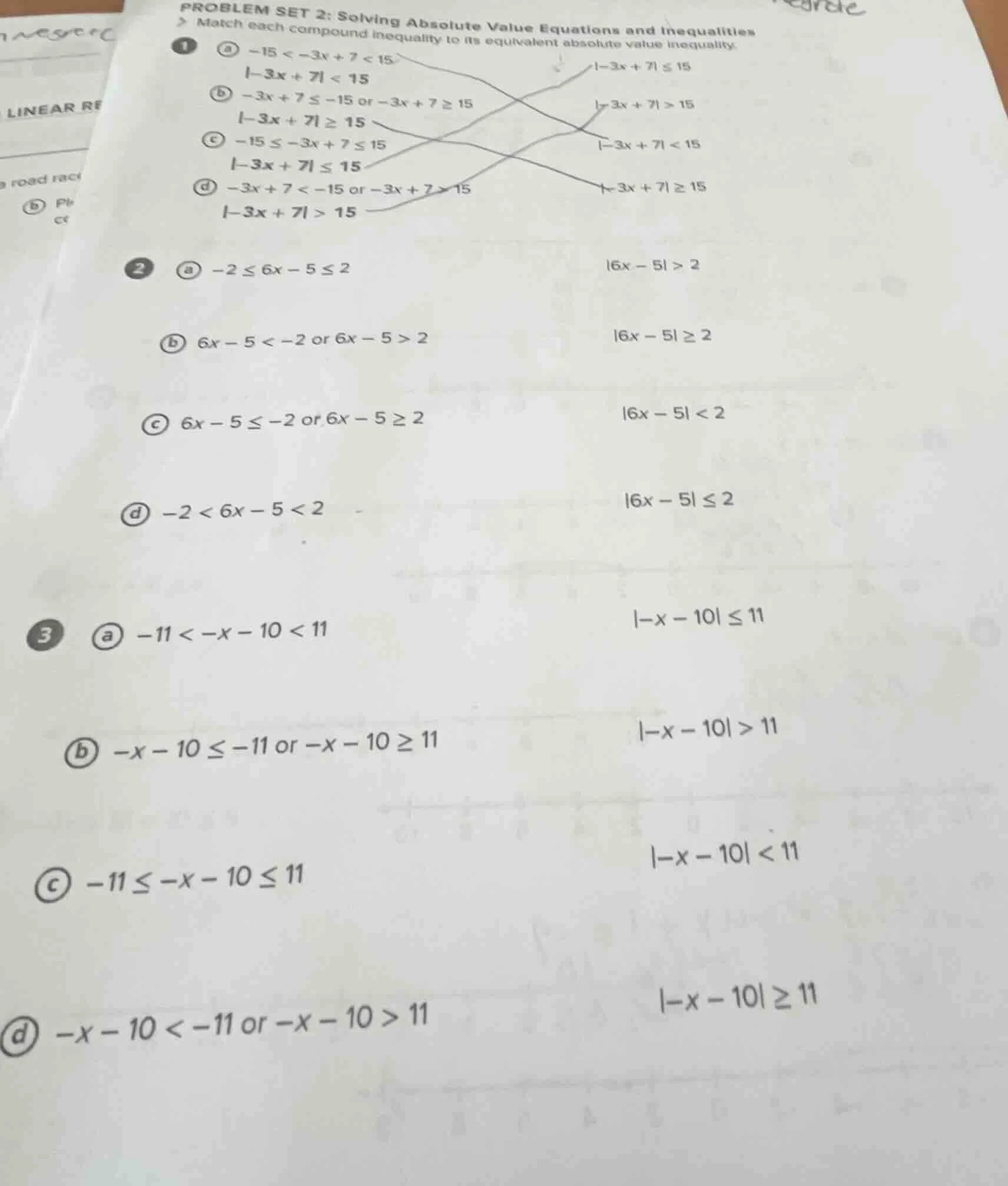 problem set 2: solving absolute value equations and inequalities > matc…