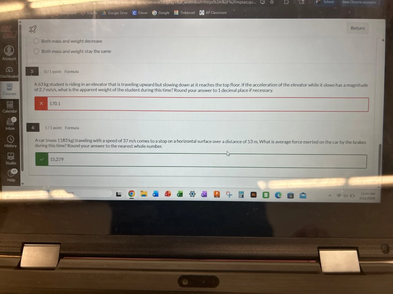 ○ both mass and weight decrease ○ both mass and weight stay the same 5 …