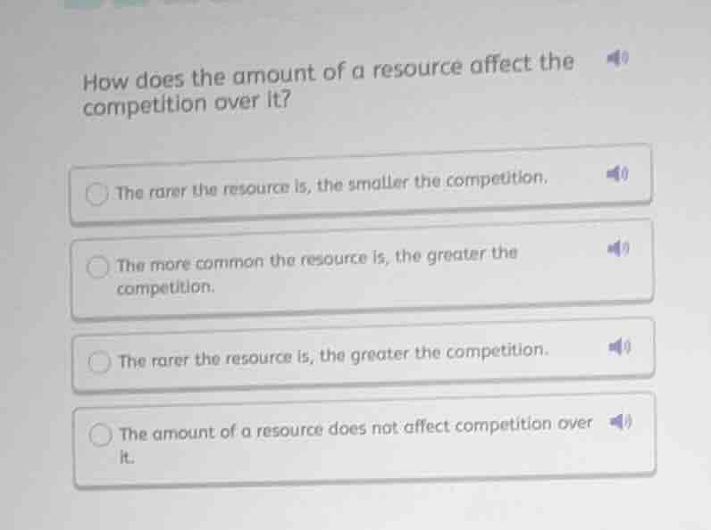how does the amount of a resource affect the competition over it? the r…