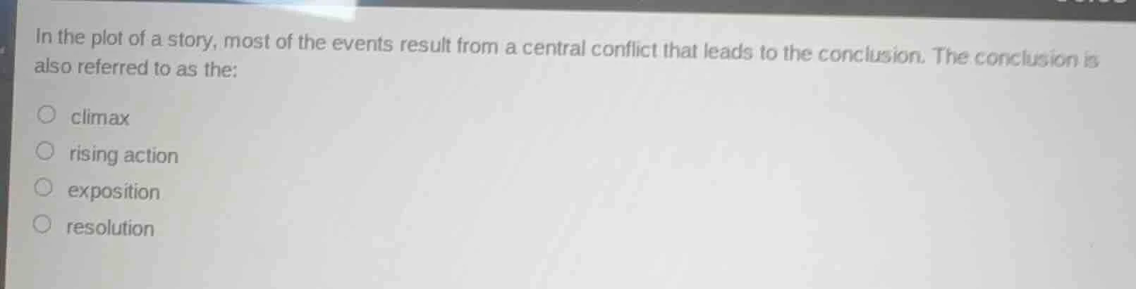 in the plot of a story, most of the events result from a central confli…