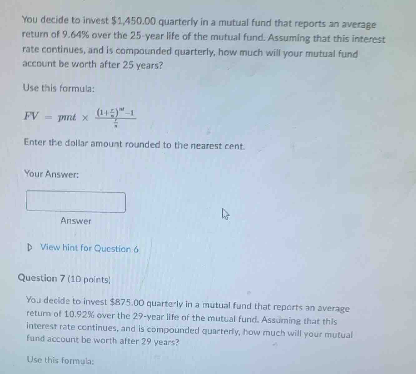 you decide to invest $1,450.00 quarterly in a mutual fund that reports …