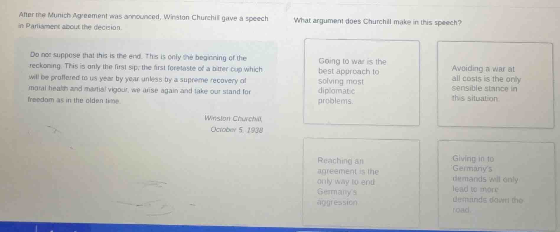 after the munich agreement was announced, winston churchill gave a spee…