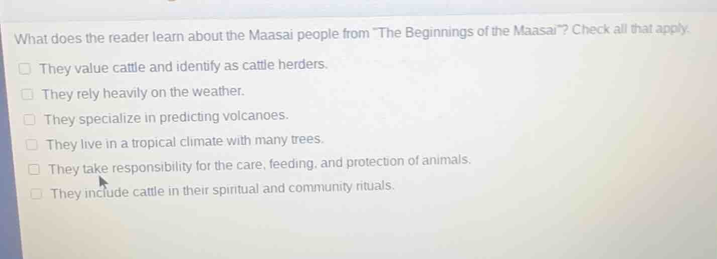 what does the reader learn about the maasai people from \the beginnings…