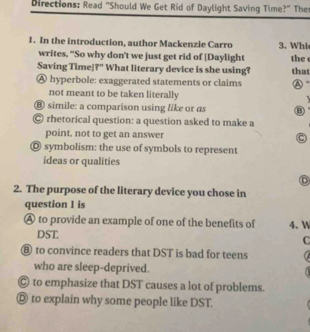 directions: read \should we get rid of daylight saving time?\ then1. in…