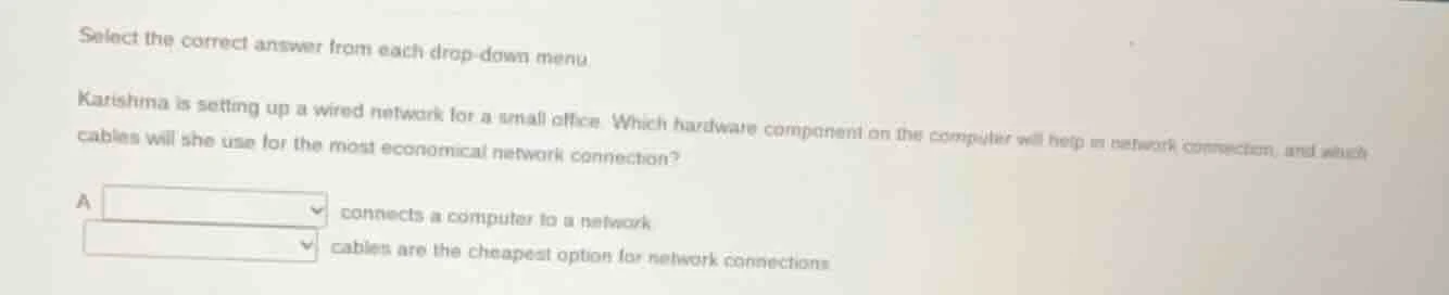 select the correct answer from each drop-down menu karishma is setting …