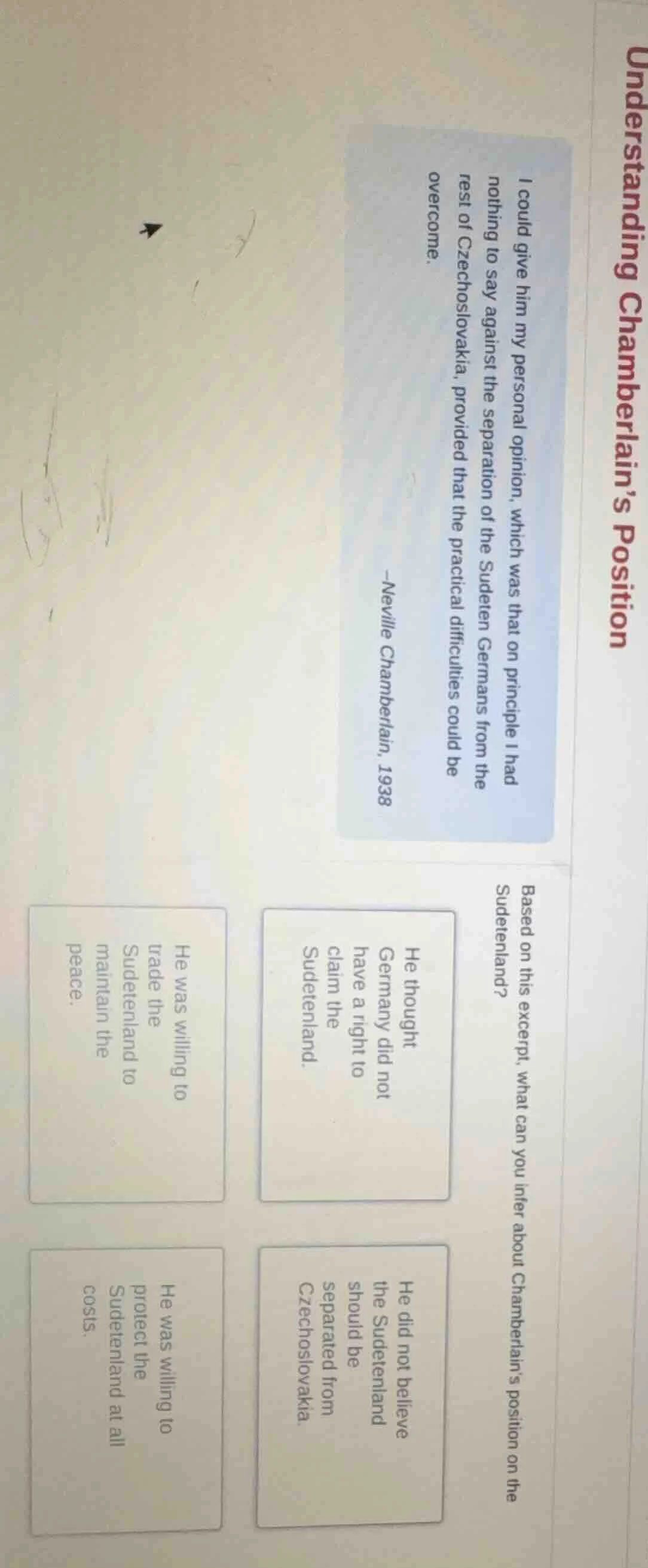 understanding chamberlains position i could give him my personal opinio…