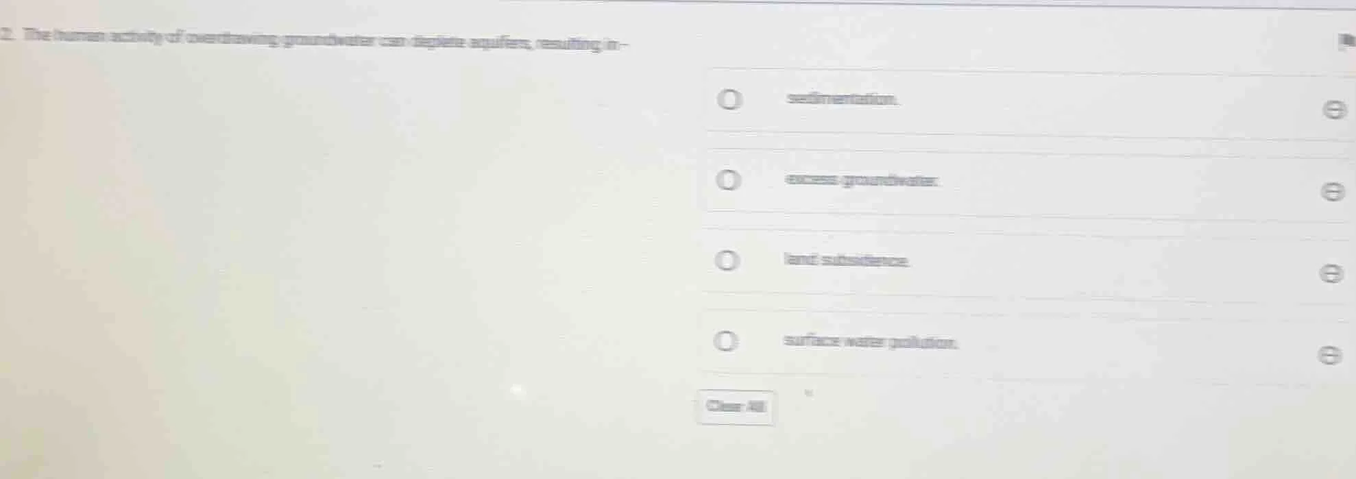 2. the human activity of overdrawing groundwater can deplete aquifers, …