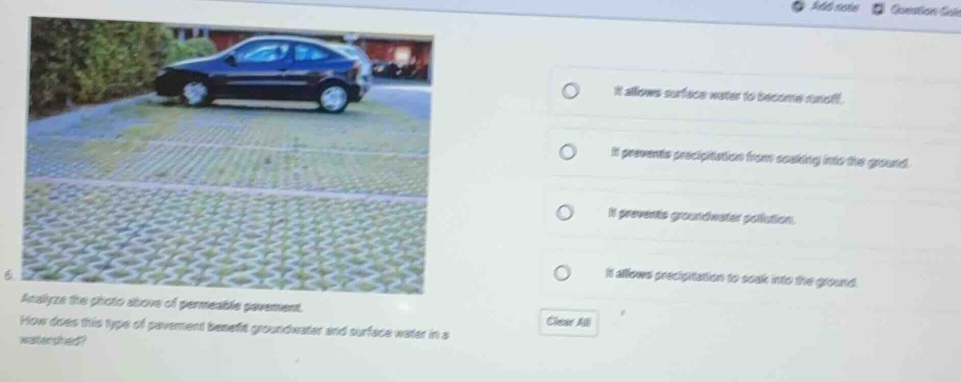 6. analyze the photo above of permeable pavement. how does this type of…