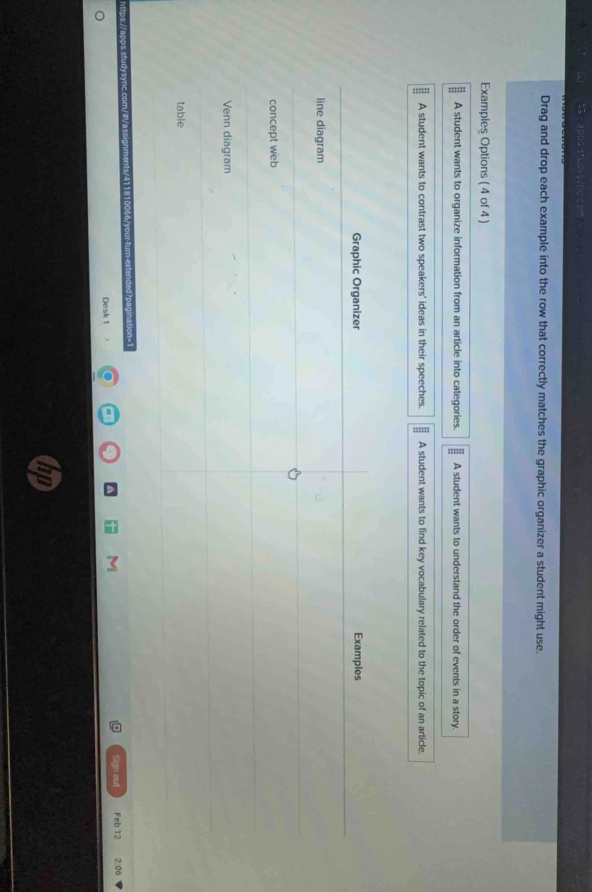 drag and drop each example into the row that correctly matches the grap…