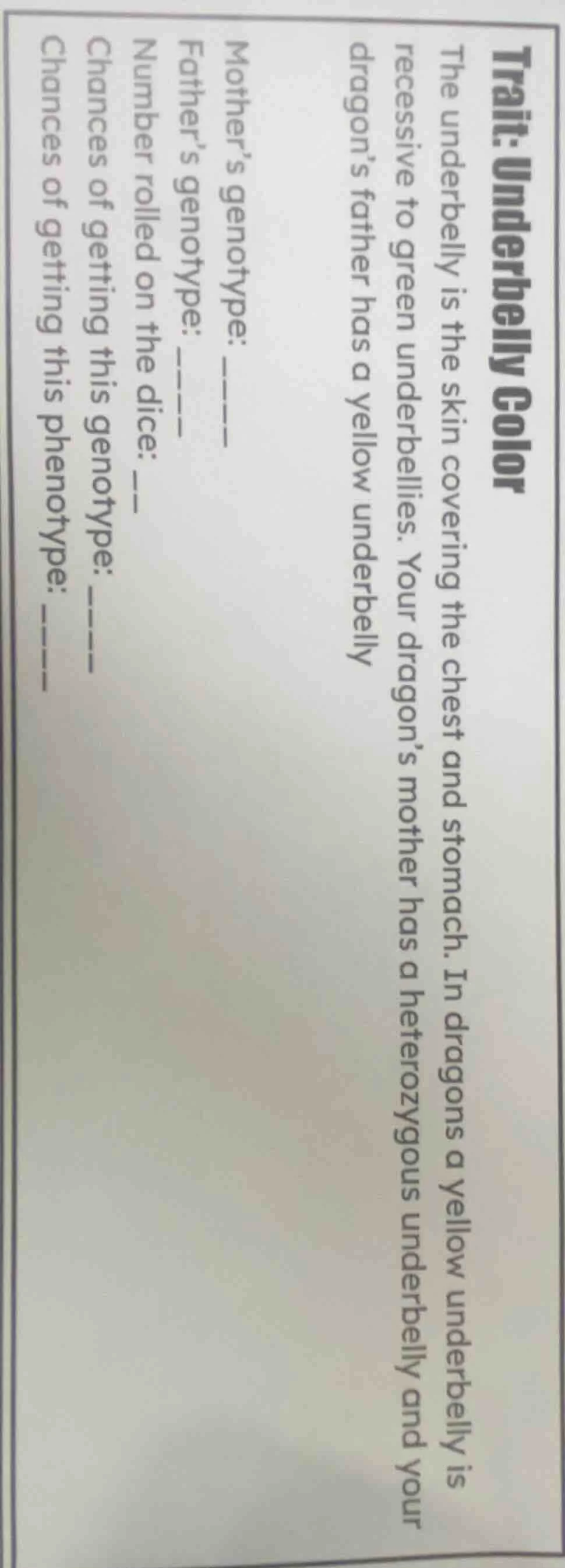 trait: underbelly color the underbelly is the skin covering the chest a…