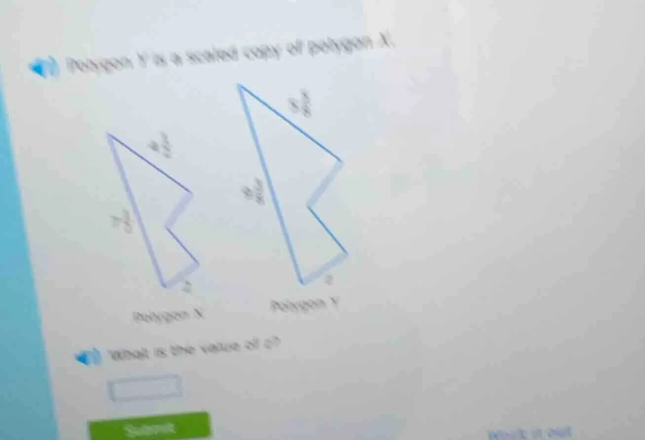 1) polygon y is a scaled copy of polygon x. 2) what is the value of d?