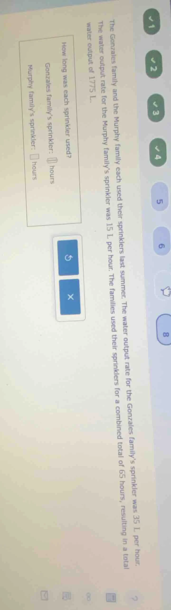 the gonzales family and the murphy family each used their sprinklers la…