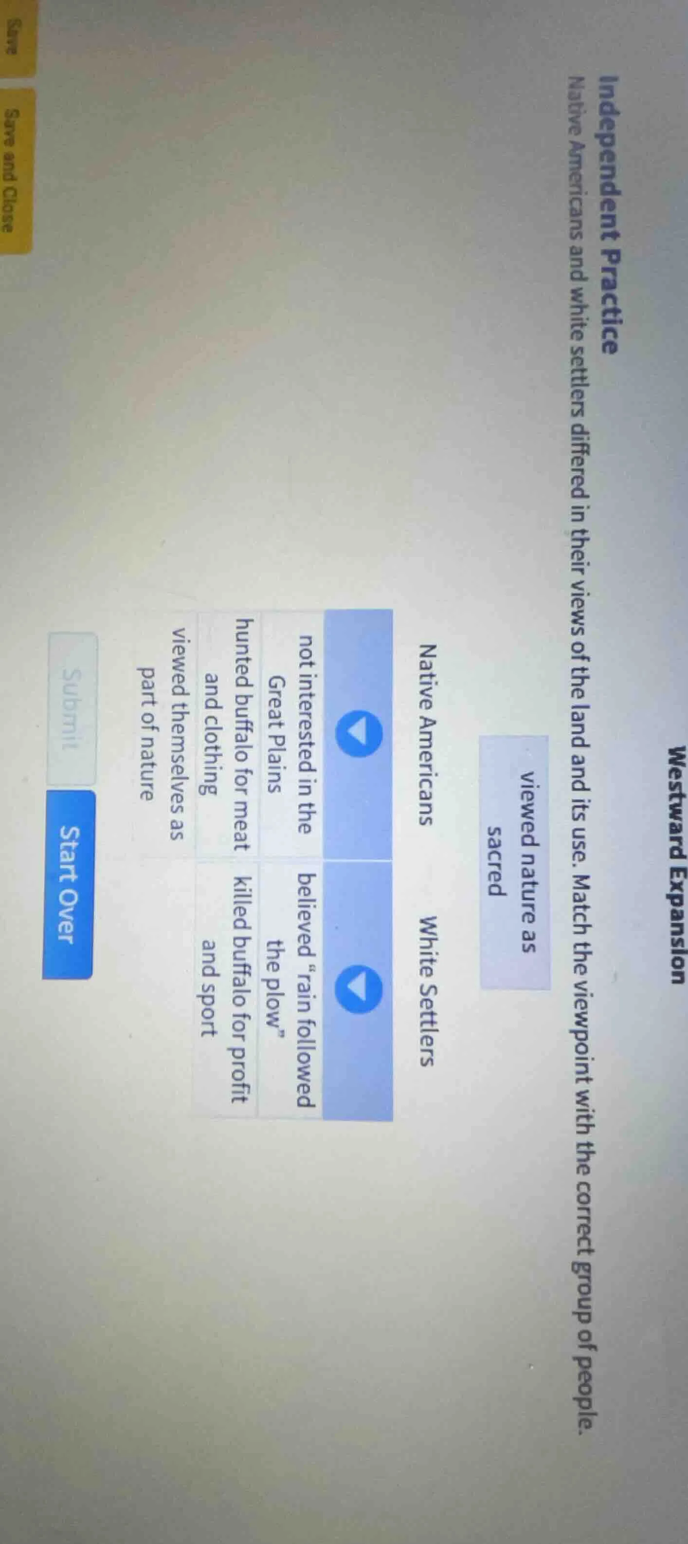 westward expansion independent practice native americans and white sett…