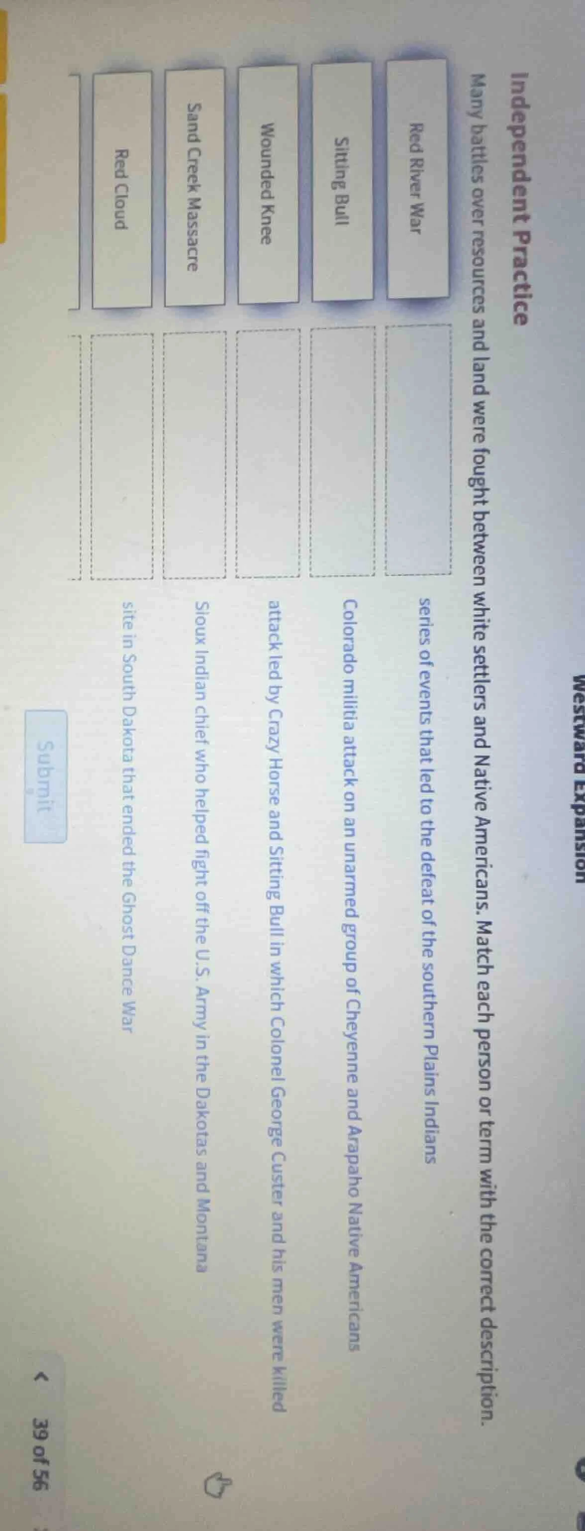 westward expansion independent practice many battles over resources and…