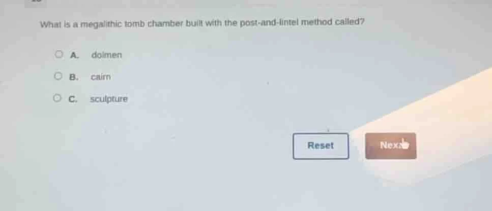 what is a megalithic tomb chamber built with the post-and-lintel method…