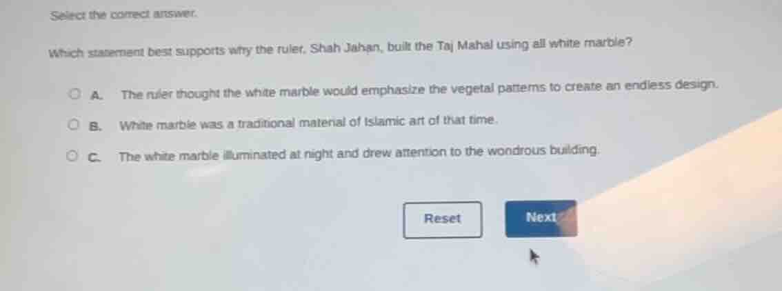 select the correct answer. which statement best supports why the ruler,…