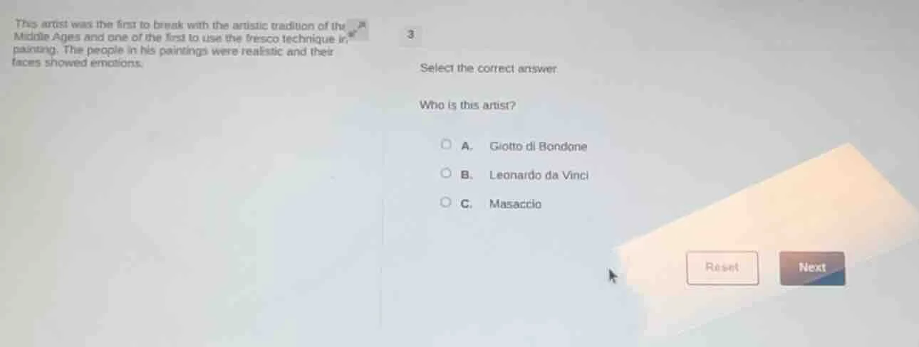 3 select the correct answer who is this artist? this artist was the fir…