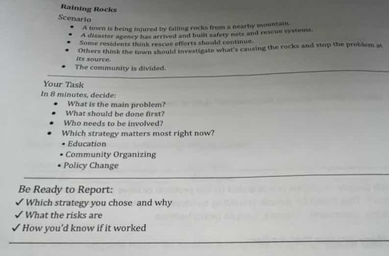 raining rocksscenario• a town is being injured by falling rocks from a …