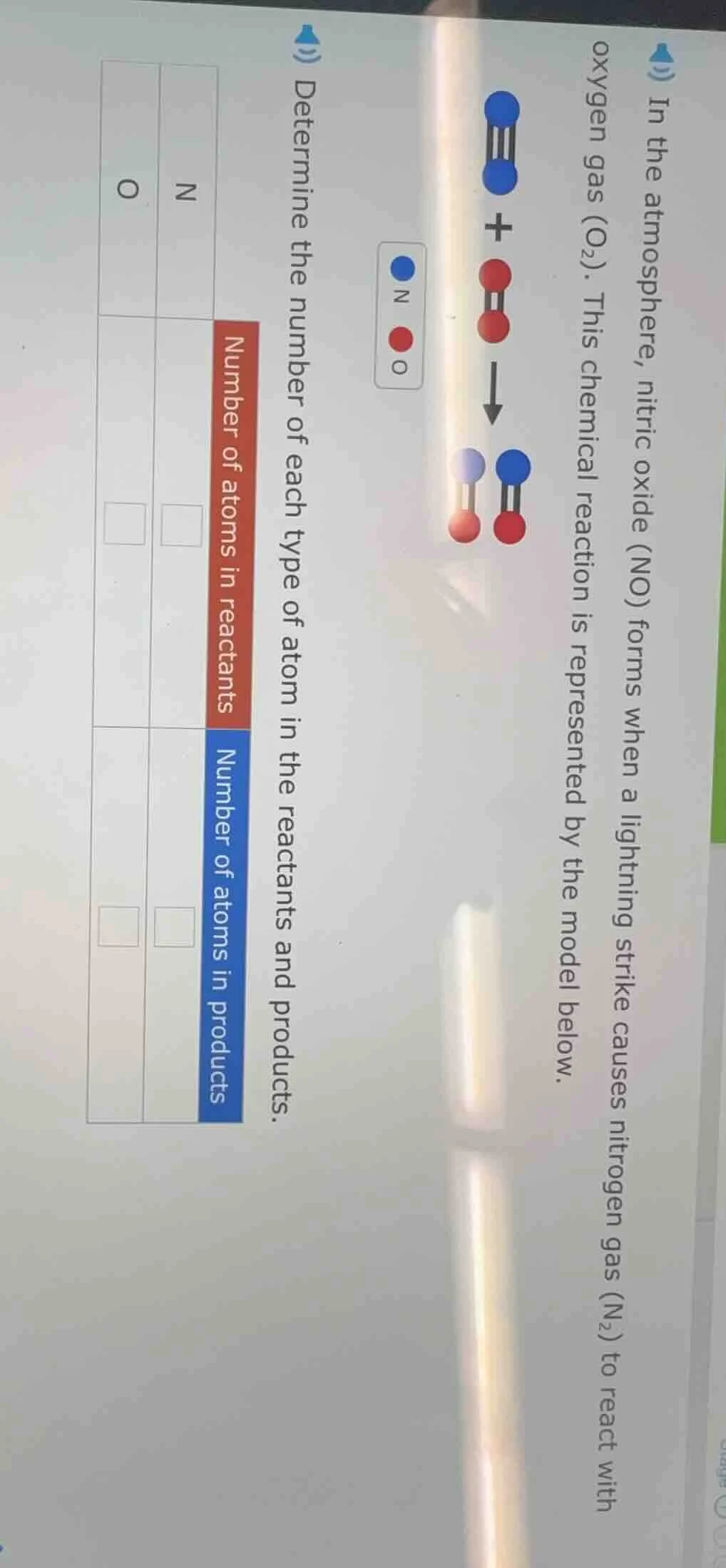 in the atmosphere, nitric oxide (no) forms when a lightning strike caus…