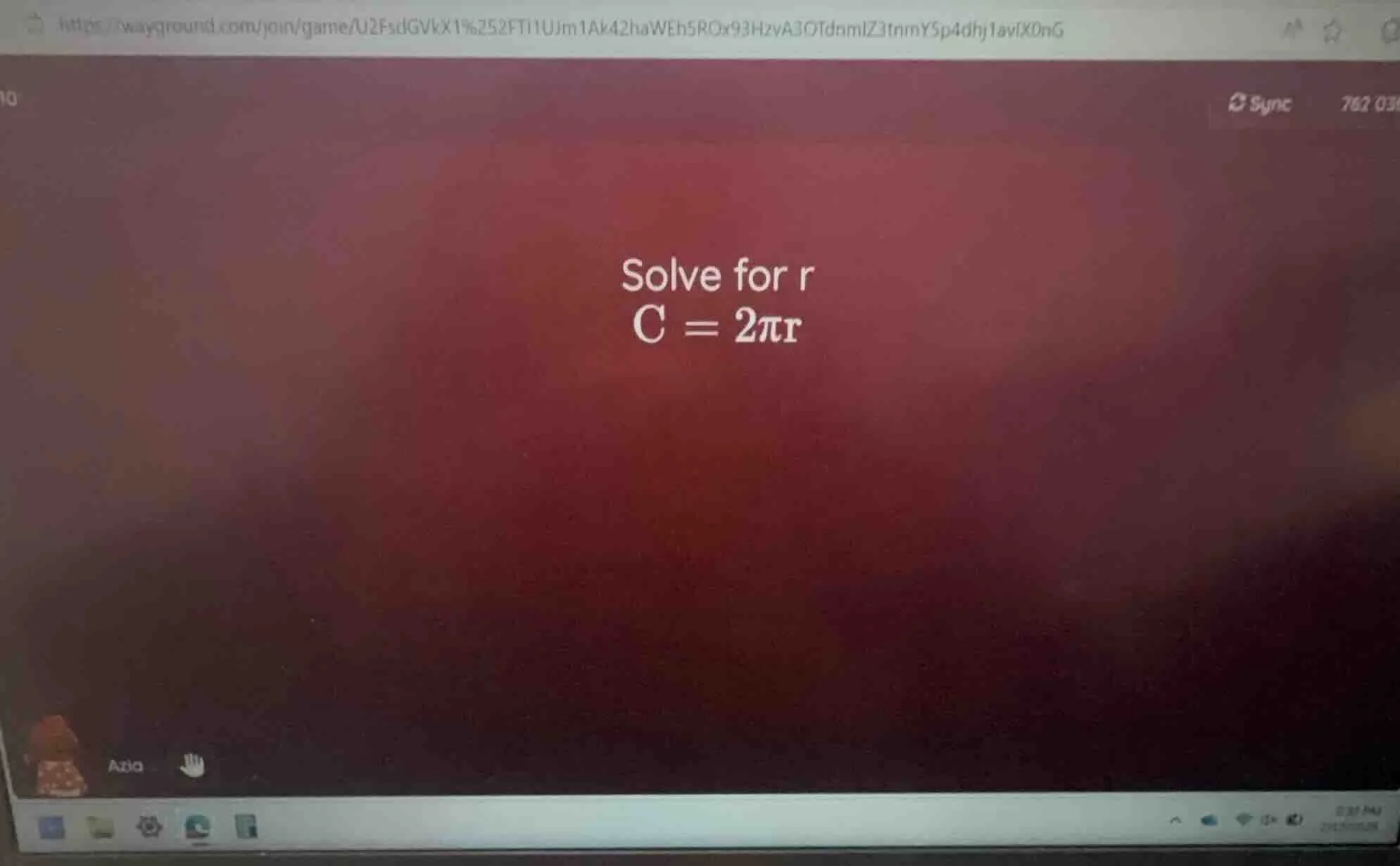 solve for r $c = 2\\pi r$