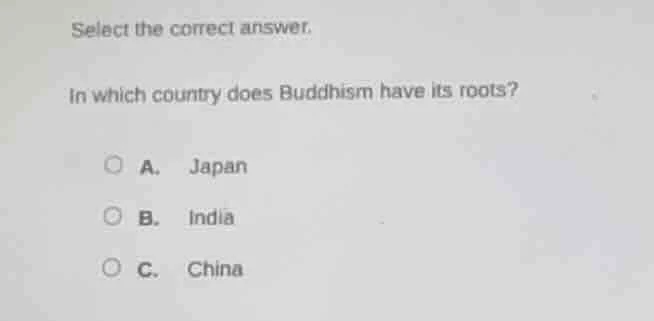 select the correct answer. in which country does buddhism have its root…