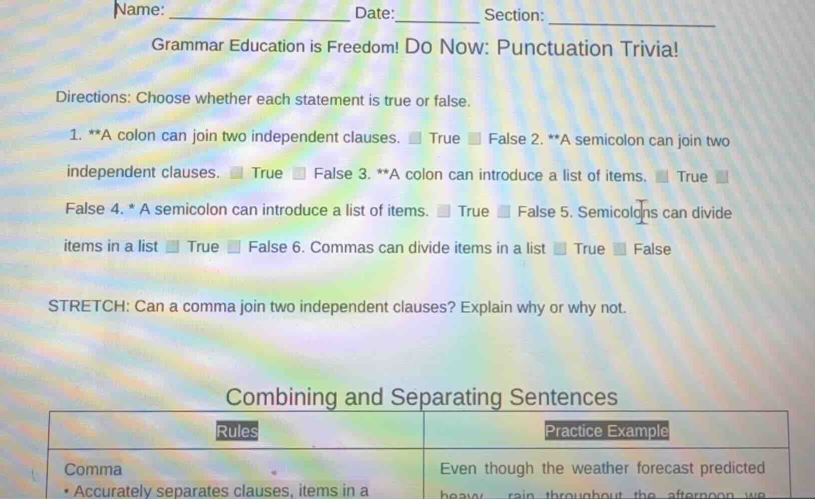 name: ____________________ date:________ section: _______________ gramm…