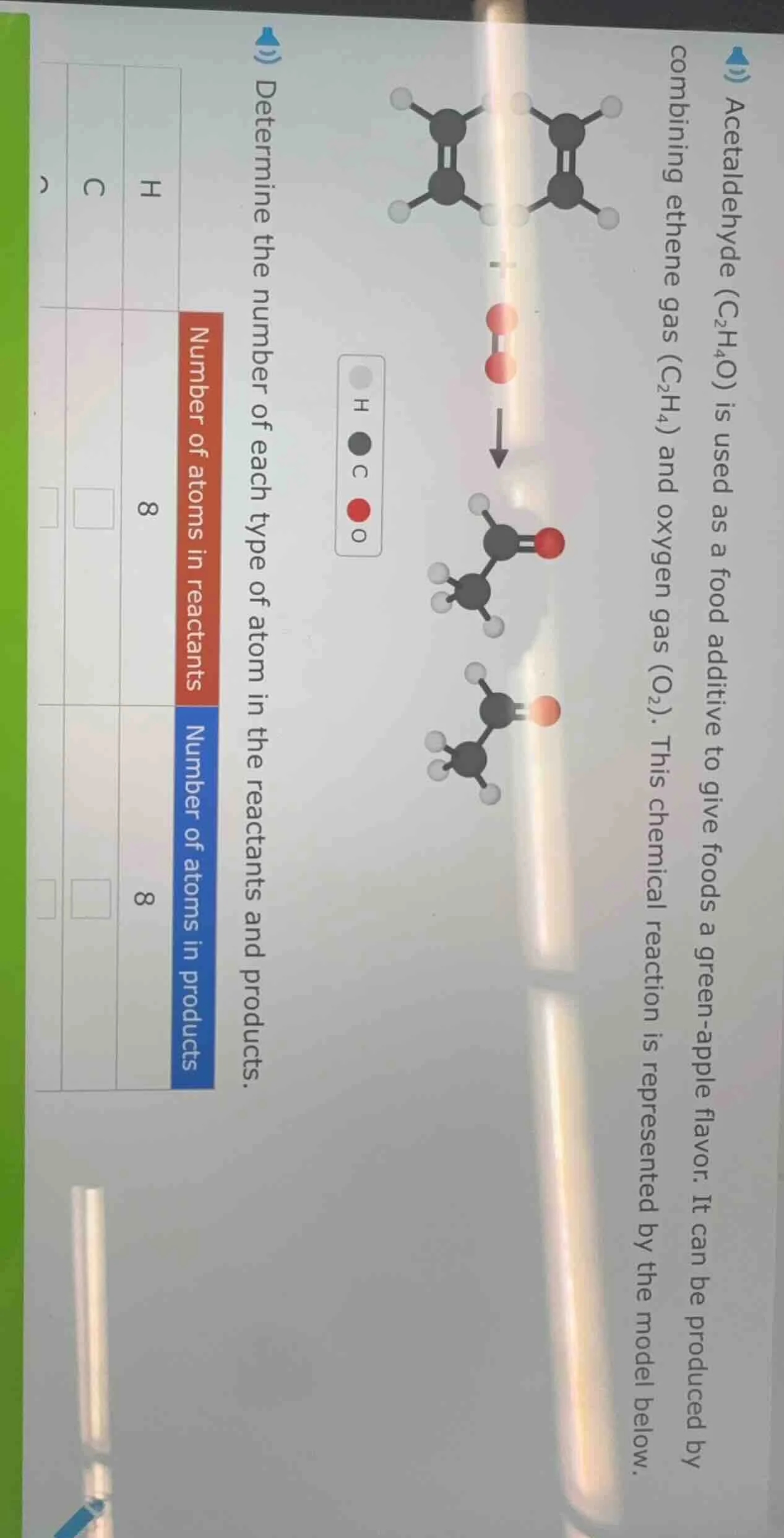 acetaldehyde ($c_2h_4o$) is used as a food additive to give foods a gre…