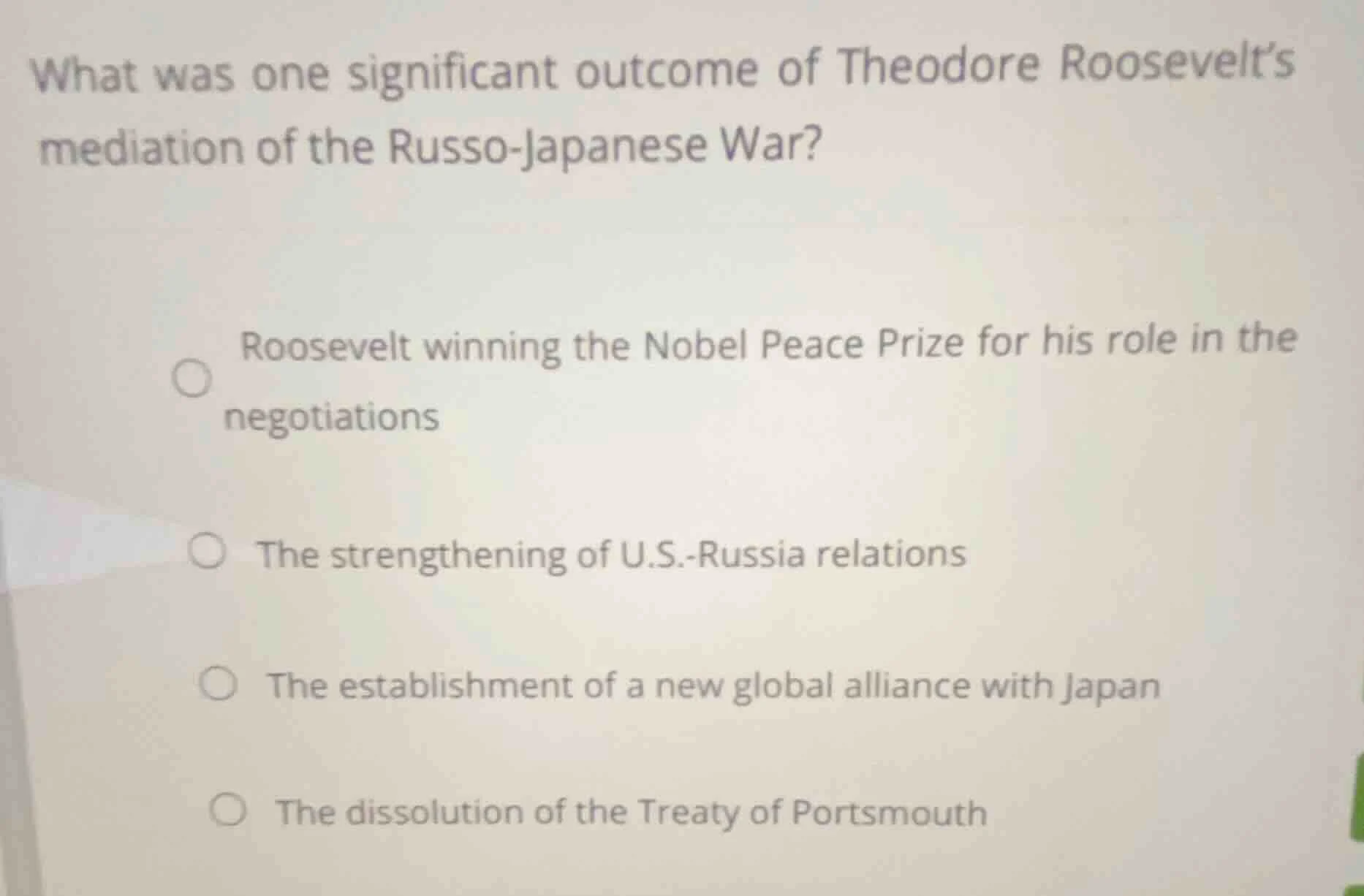 what was one significant outcome of theodore roosevelts mediation of th…